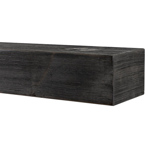 Modern Ember Eastport Rustic Wooden Fireplace Mantel Shelf In Black With Natural Distressing And